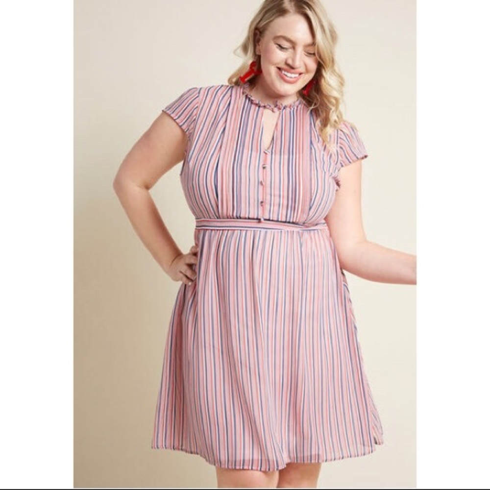 ModCloth Oh Say Can Museum Striped Dress Retro